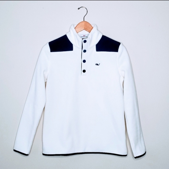 Vineyard Vines | NWOT XS White Sherpa Fleece Snap Placet Pullover - Picture 3 of 15
